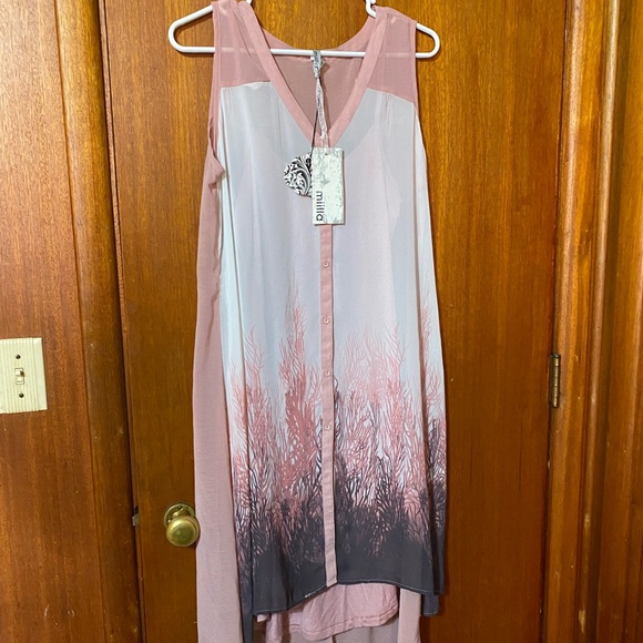 Miilla Clothing Dresses & Skirts - Miilla Clothing Asymmetrical Layered Dress in Pink and Gray